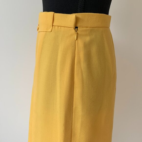 Vintage Gerard Pasquier Yellow A-Line Pleated Skirt - Size 46 - Picture 6 of 9
